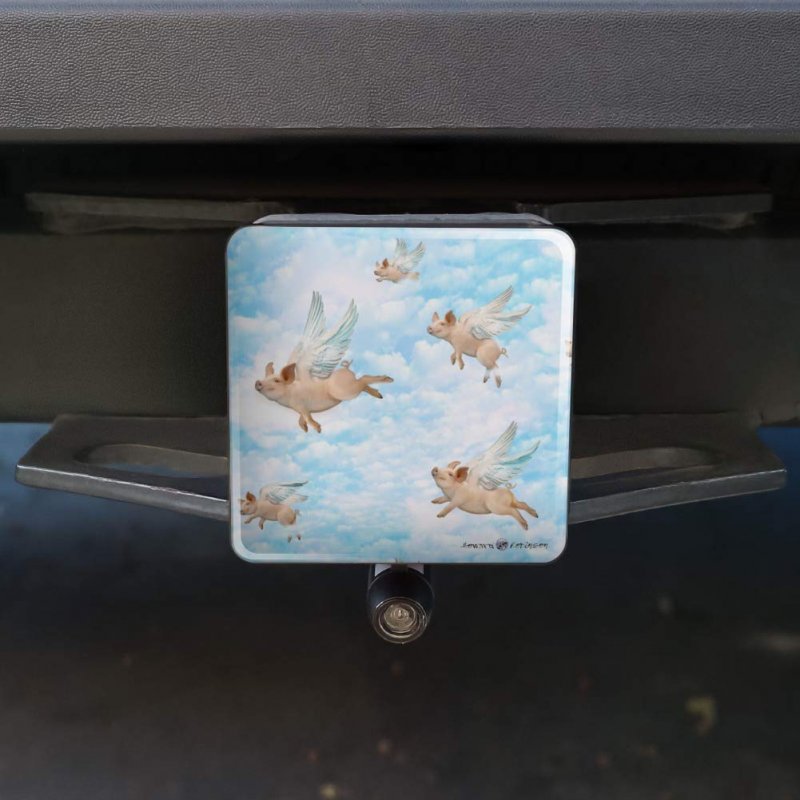 Pigs Could Fly Flying Clouds Sky Pattern Tow Trailer Hitch Cover Plug For 2 In Receivers Black Abs Plastic With Uv Resistant