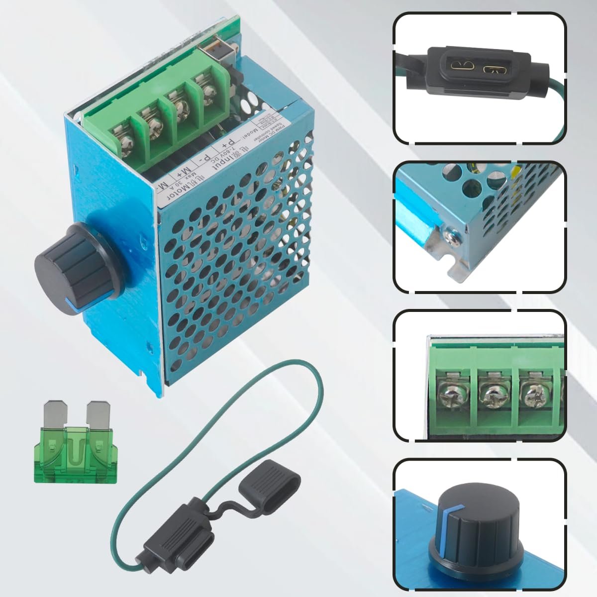 Dc 7-70v Motor Speed Controller 30a Fuse Pwm Brushed For Power Tools 500w Output With 15cm Wire And Run Stop Brake Switch