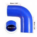 X Autohaux 1 Set 57mm 25 Id 90 Degree Elbow Engine Silicone Hose Blue For Car Intercooler Intake Piping With 2 Pcs Clamps