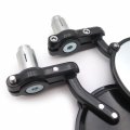 Httmt Mt339-003-25- Compatible With Black Foldable Universal Motorcycle Round 1 25 Mm Handle Bar End Side Mirrors