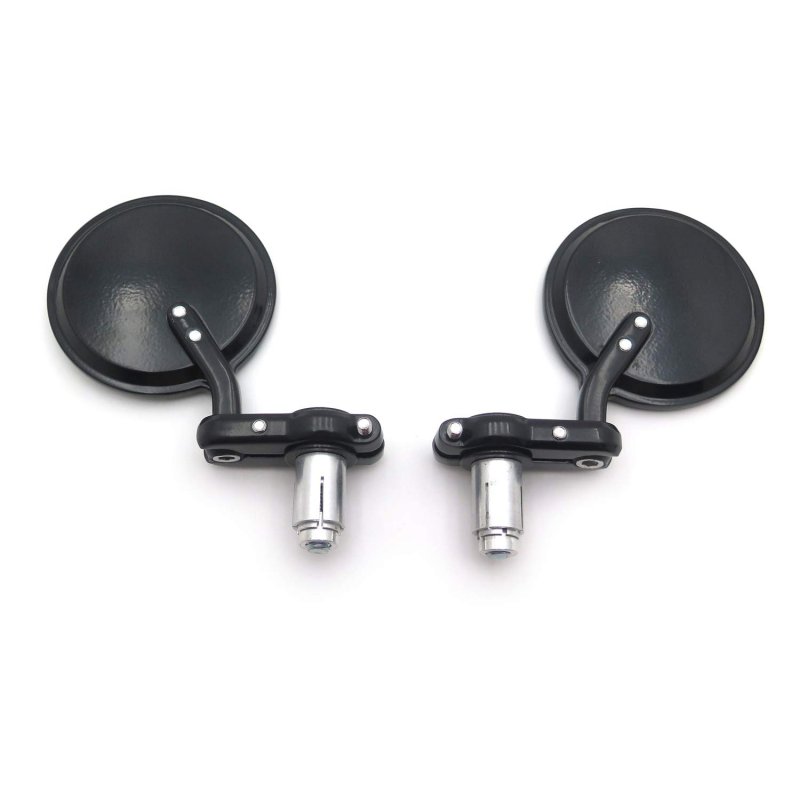 Foldable Universal Motorcycle Bar End Side Mirrors Black Round 1 In 25 Mm Handlebar Mount Convex Aluminum Mirror