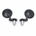 Foldable Universal Motorcycle Bar End Side Mirrors Black Round 1 In 25 Mm Handlebar Mount Convex Aluminum Mirror