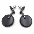 Foldable Universal Motorcycle Bar End Side Mirrors Black Round 1 In 25 Mm Handlebar Mount Convex Aluminum Mirror