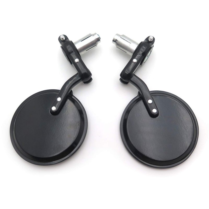 Foldable Universal Motorcycle Bar End Side Mirrors Black Round 1 In 25 Mm Handlebar Mount Convex Aluminum Mirror