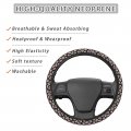 Dujiea Mexican Floral Sugar Skulls Elastic Stretch Steering Wheel Cover Anti-slip And Durable Car Accessories For Women Men 15