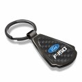 Ipick Image Compatible With Ford F-150 Real Black Carbon Fiber Gunmetal Metal Teardrop Key Chain