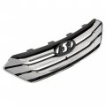 Hecasa Front Upper Grille For 2013-2016 Hyundai Santa Fe Sport Hy1200163 Abs Plastic Black Silvery Painted Chrome Replacement