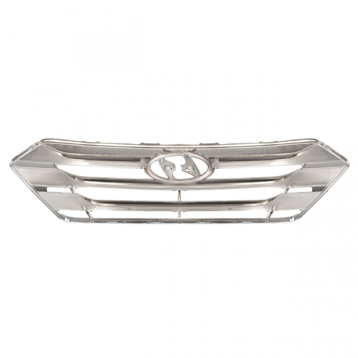 Hecasa Front Upper Grille For 2013-2016 Hyundai Santa Fe Sport Hy1200163 Abs Plastic Black Silvery Painted Chrome Replacement