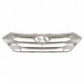 Hecasa Front Upper Grille For 2013-2016 Hyundai Santa Fe Sport Hy1200163 Abs Plastic Black Silvery Painted Chrome Replacement