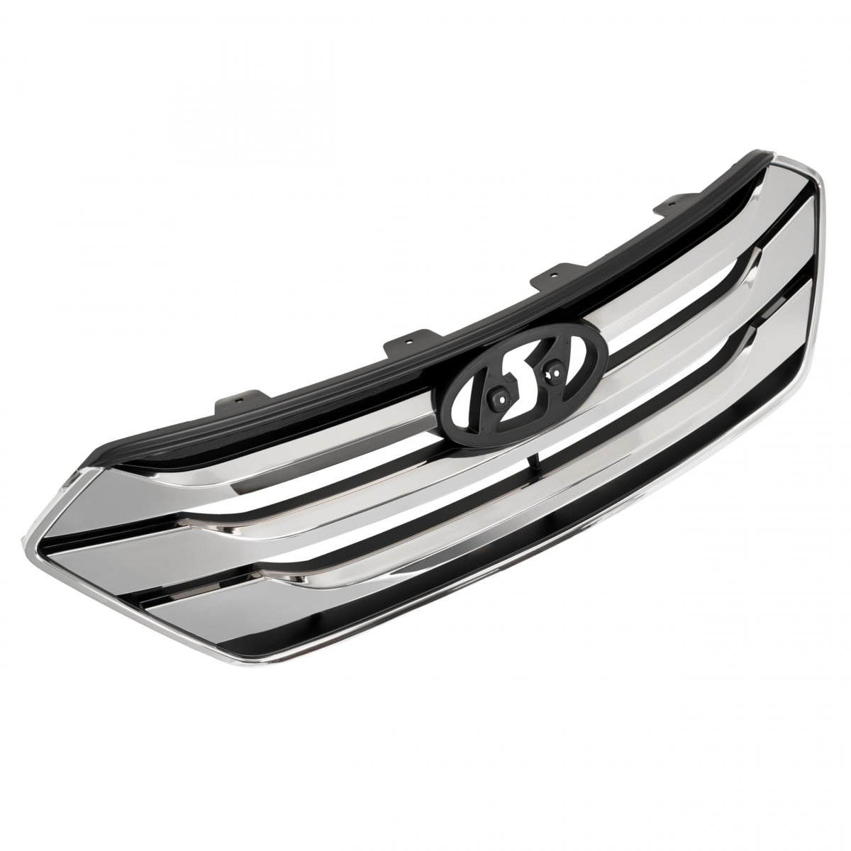 Hecasa Front Upper Grille For 2013-2016 Hyundai Santa Fe Sport Hy1200163 Abs Plastic Black Silvery Painted Chrome Replacement