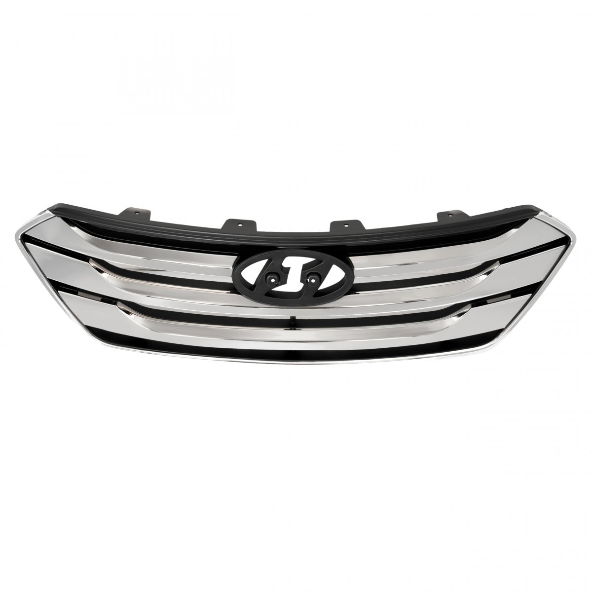 Hecasa Front Upper Grille For 2013-2016 Hyundai Santa Fe Sport Hy1200163 Abs Plastic Black Silvery Painted Chrome Replacement