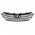 Hecasa Front Upper Grille For 2013-2016 Hyundai Santa Fe Sport Hy1200163 Abs Plastic Black Silvery Painted Chrome Replacement