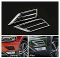 1 Pair L R Abs Chrome Coated Front Fog Light Lamp Frame Cover Trim For Vw Tiguan