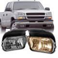 Akkon Fits 2003-2006 Chevy Silverado Avalanche Bumper Driving Fog Lights Lamps Chrome Housing 