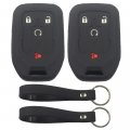 Black Rubber Silicone 4 Button Smart Key Fob Cover Case Protector With Keychain For Gmc Acadia And Terrain 2017 2022 2 Pack 