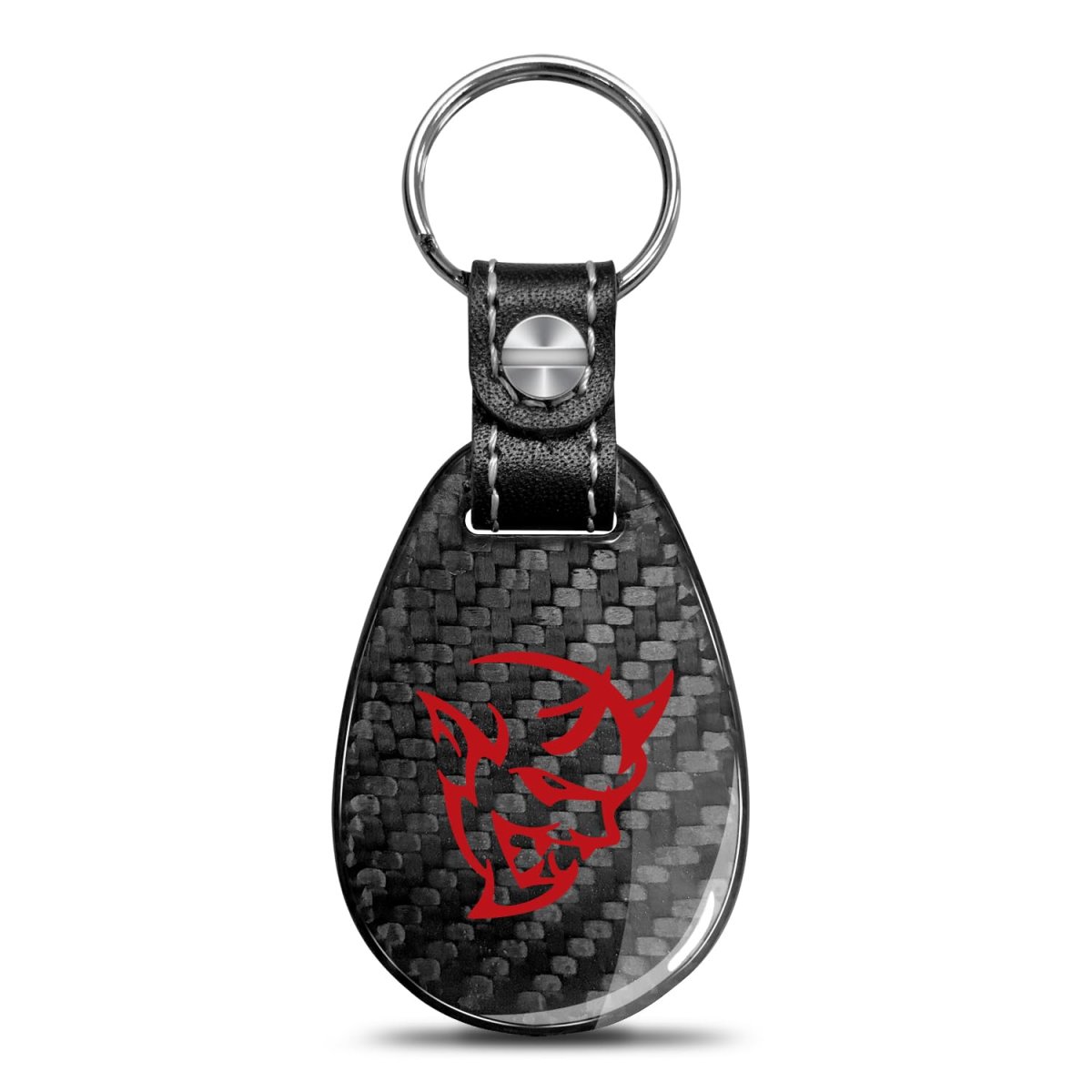 Dodge Demon In Red Real Carbon Fiber Large Tear-drop Key Chain Keychain Official Licensed