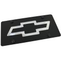 Chevrolet Bowtie Carbon Steel License Plate 12 In X 6 Black Opaque Stainless With Laser Cut Acrylic Design Official Gm Licensed 