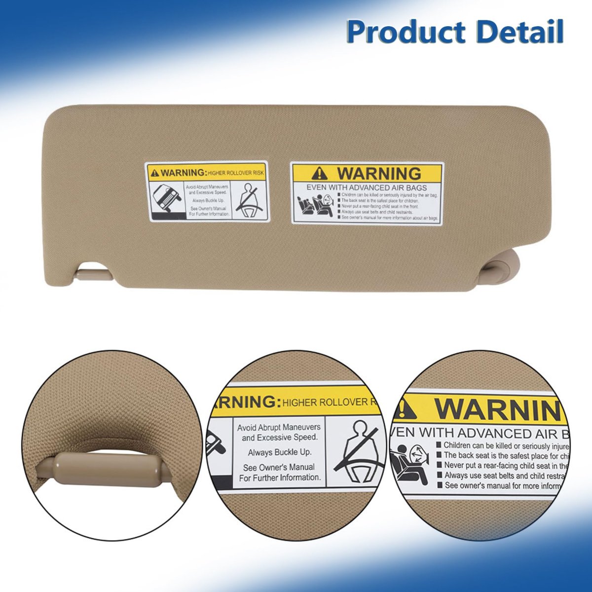 Beige Sun Visor Passenger Side With Mirror And Light Replacement For Honda Pilot 2017-2021 Ridgeline 2018-2020 83230-tg7-a12za