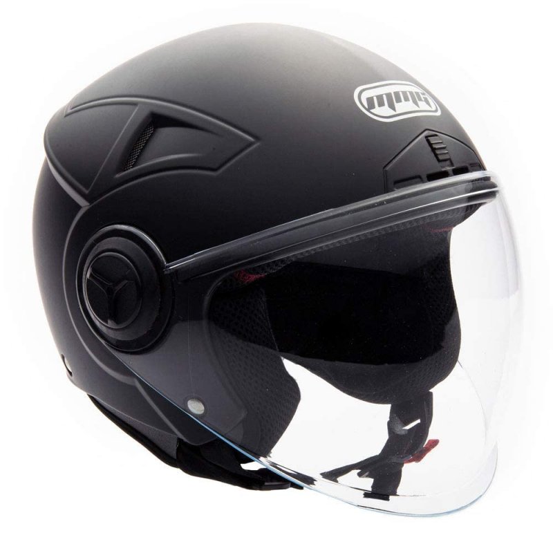 Mmg Helmets Open Face Pilot Style Integrated Flip Up Visor Dot Model 28 Xl Matte Black
