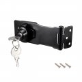 Uxcell 4-inch Keyed Hasp Locks Zinc Alloy Twist Knob Locking W Screws For Door Cabinet Alike Black