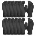 12 Pairs Ultra Thin Pu Coated Work Gloves Breathable Light Duty Precision For Gardening And Home Improvement Black Large 