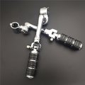 Hk Group Motorcycle Chrome Regular Footrest Foot Pegs With 1 5 Long Angled Clamps For Suzuki Vl1500 Vl800 Vz800 Vl125 Vl250