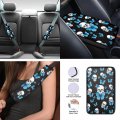 Mumeson Blue Butterfly Skull Car Seat Covers Full Set With Rubber Steering Wheel Seatbelt Shoulder Pad Armrest Cover And
