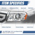 Auto Dynasty Ho2518125 Factory Style Halogen Headlight Assembly For Honda Pilot 2009-2011 Driver Left Side Chrome Housing Amber