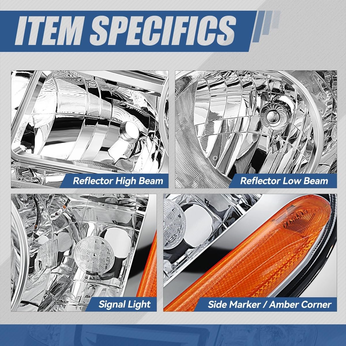 Auto Dynasty Ho2518125 Factory Style Halogen Headlight Assembly For Honda Pilot 2009-2011 Driver Left Side Chrome Housing Amber