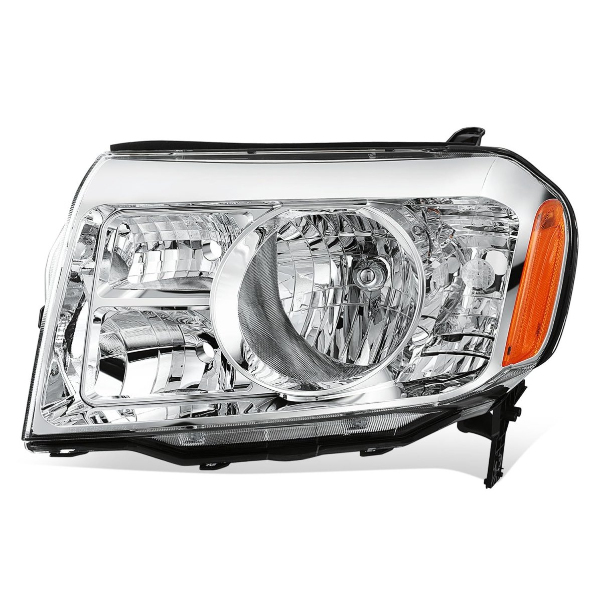 Auto Dynasty Ho2518125 Factory Style Halogen Headlight Assembly For Honda Pilot 2009-2011 Driver Left Side Chrome Housing Amber