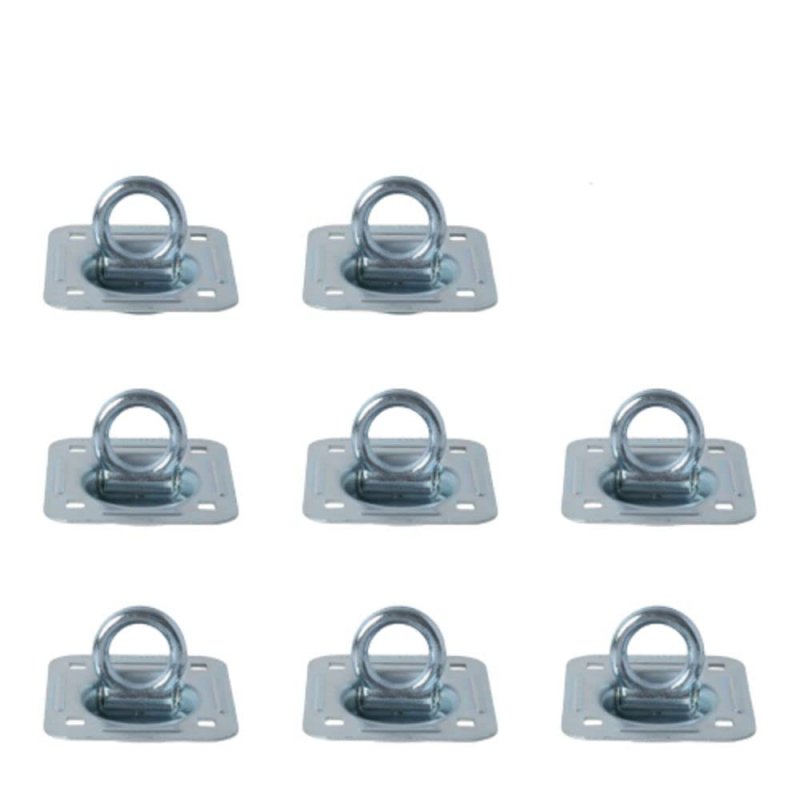Dc Cargo Mall 8 Pack D-ring Tie-down Anchors Large Square Recessed-pan Fitting D-rings Heavy Duty Steels Truck Trailer Flatbed