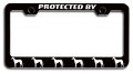 Protected By Greyhound Dogs Pets Black Metal License Plate Frame Tag Holder H77 