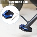 Uxcell 1 Set Aluminum Alloy Motorcycle Kickstand Plate Pad For Honda Gb350 2021-2022 Extension Foot Support With Wrench Blue