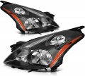 Ocpty Headlight Assembly Replacement For Nissan Altima Sedan 4dr 2010-2012 Black Housing Amber Reflector Clear Lens Pair Bulbs