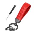 Genuine Leather Car Keychain Sheepskin Key Fob Holder Keys Organizer With 360 Degree Rotatable Anti-lost D-ring Red 