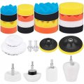 3in And 5in Buffing Polishing Pads Kit 26pcs With Drill Wheel Foam Polisher For Car Waxing 1 4 In Hex Shaft White