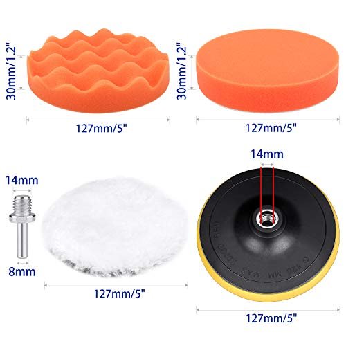 3in And 5in Buffing Polishing Pads Kit 26pcs With Drill Wheel Foam Polisher For Car Waxing 1 4 In Hex Shaft White