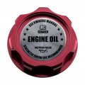 Vms Racing Red Oil Cap With Silver Engine Notice Emblem In Cnc Machined Billet Aluminum Compatible Honda Acura Integra