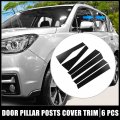 X Autohaux 6 Pcs Pillar Posts Door Window Trim Car Anti Scratch Cover Panel For Subaru Forester 2019 2020 2021 Black