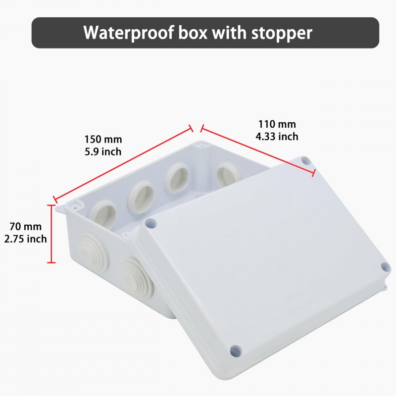 Waterproof Electrical Junction Box Ip65 Abs Plastic Outlet Weatherproof Outdoor Project Enclosure With Cable Gland 5 9 In X 4
