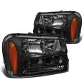 Auto Dynasty Black Housing Amber Corner Headlight Lamps Tool Kit Compatible With Chevy Trailblazer 02-09