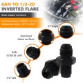 6an Male Flare To 1 2 X0 Inverted Straight Hose Fitting Adapter Connector Black Fuel Pack Of 2
