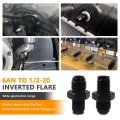 6an Male Flare To 1 2 X0 Inverted Straight Hose Fitting Adapter Connector Black Fuel Pack Of 2