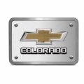 Ipick Image Made For Chevrolet Colorado 3d Gold Logo On Brush Billet Aluminum 2-inch Tow Hitch Cover