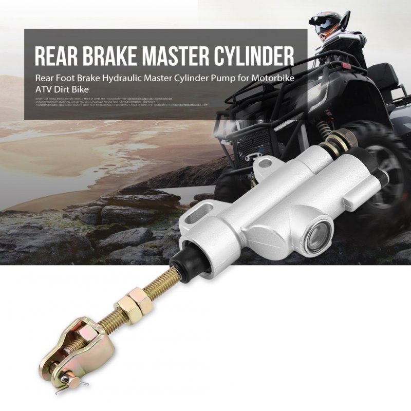 Universal Rear Brake Master Cylinder Foot Hydraulic Pump Silver For Motorbike Atv Dirt Bike Silver