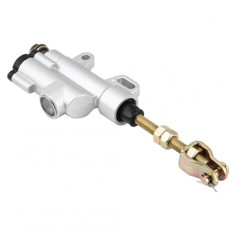 Universal Rear Brake Master Cylinder Foot Hydraulic Pump Silver For Motorbike Atv Dirt Bike Silver