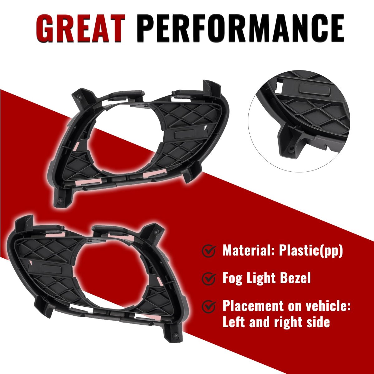 Fog Light Bezels For 2011 2013 Infiniti G37 And 2014 2015 Q60 Black Lamp Cover Trim Pair Driver Passenger Side Mo-5929