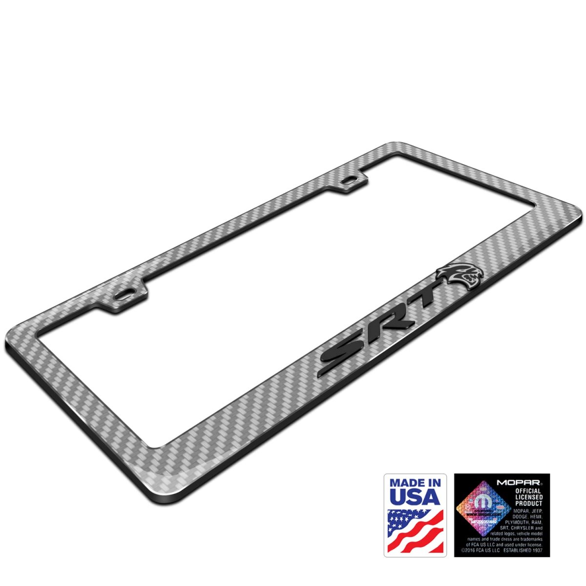 Dodge Srt Hellcat In 3d Silver Real 3k Carbon Fiber Finish Abs Plastic License Plate Frame