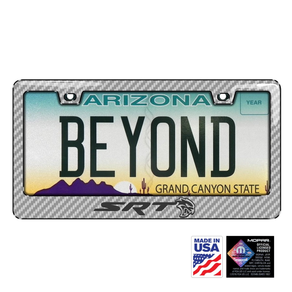 Dodge Srt Hellcat In 3d Silver Real 3k Carbon Fiber Finish Abs Plastic License Plate Frame