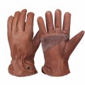 Retro Brown Cowhide Leather Work Gloves Reinforced Palm For Gardening Construction And Yardwork Heavy Duty Oil Resistant Unisex 